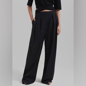 The Frankie Shop Ripley Pleated Trouser Black Wool Blend